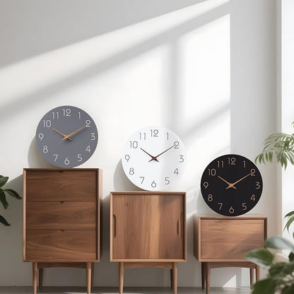 Mosewa Wall Clock 14 Inch Gray Battery Operated Silent Non Ticking Simple - Image 9