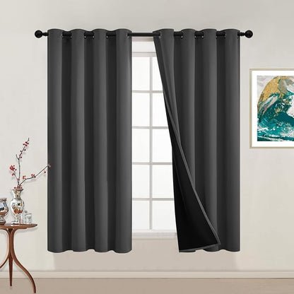 Yakamok 100% Blackout Curtains, 2 Thick Layers Thermal Insulated Total Blackout by Yakamok