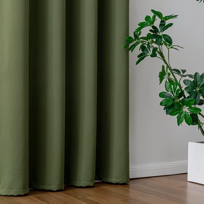 IGEMAEVE Olive Green Curtains 108 Inch Length 2 Panels Set, Light Filtering - Image 5