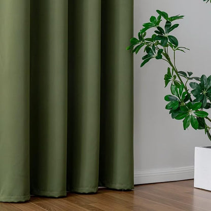 IGEMAEVE Olive Green Curtains 108 Inch Length 2 Panels Set, Light Filtering - Image 5