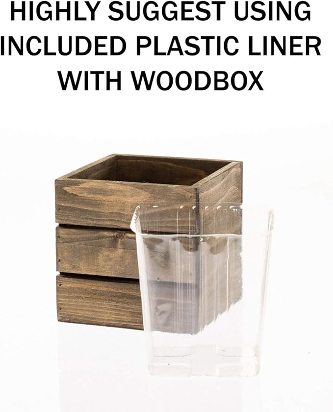 Wooden Planter Box, Rustic Whitewash with Plastic Liner l Garden Decor l Restaurant and Wedding Decorations l Wedding Bouquets, Table Centerpiece (5x5 Set of 4, Whitewash)