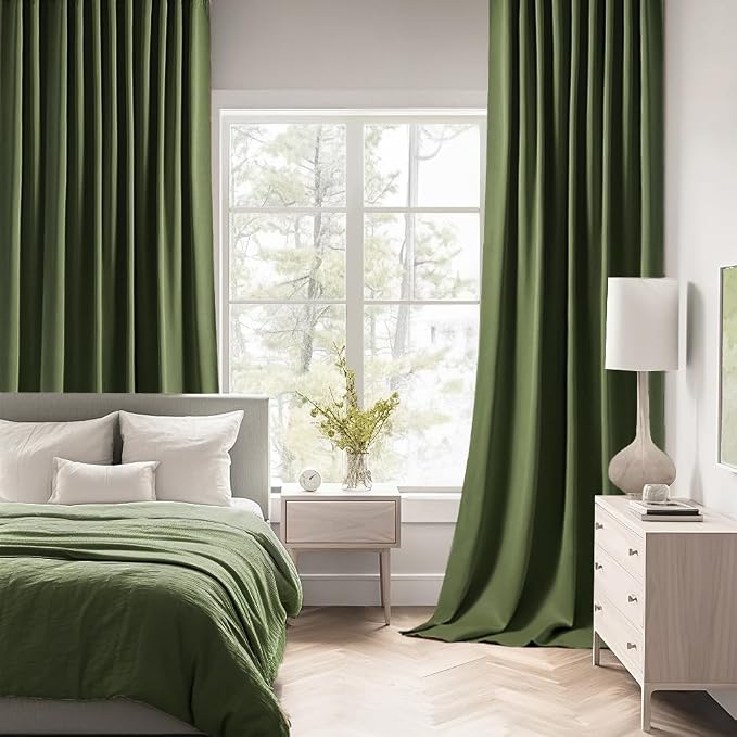 MIULEE Olive Green Back Tab Blackout Curtains 102 Inch Long 2 Panels Set - Image 2