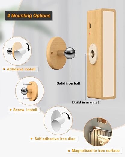 DetarZinLED Wall Lights Battery Operated Wooden, Magnetic Wall Sconces - Image 5