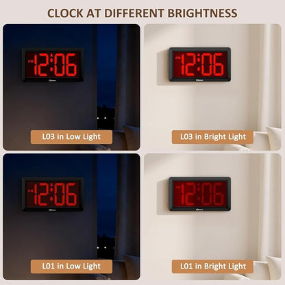 Soobest 9.5 Inch Large Digital Wall Clock Battery Operated, Auto & Manual - Image 6