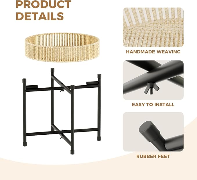 Bamworld Plant Stands Set of 2 Tall Plant Stand Indoor Rattan Plant Table for 5 Pots Plants Round Flower Stand Outdoor for Home Decor Balcony Patio