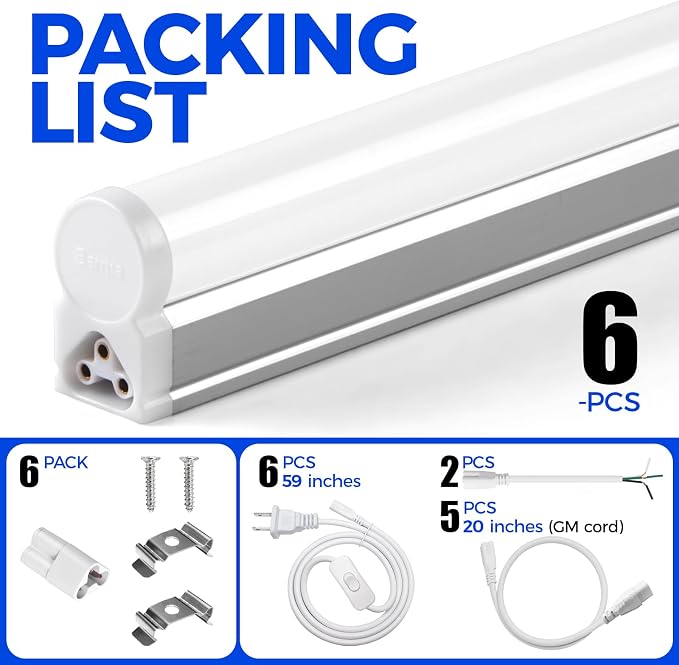 Barrina T5 4FT LED Shop Light, 5000K Daylight White, 20W Utility Light Fixture - Image 8