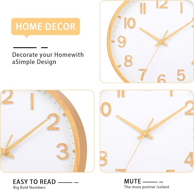 Wall Clocks Battery Operated 8 inch Modern Wall Clock, Silent Non Ticking Wall - Image 3