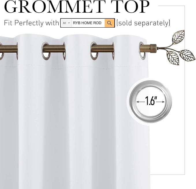 RYB HOME Room Divider Curtains for Bedroom, Thermal Insulated Privacy Ceiling - Image 2