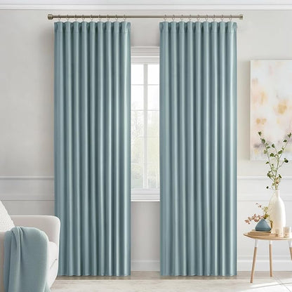 MIULEE Slate Blue Back Tab Blackout Curtains 72 Inches Long 2 Panels Set - Image 9
