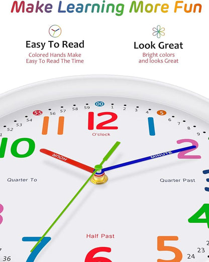 Silent Kids Wall Clock – Non-Ticking, Battery-Powered - Image 2