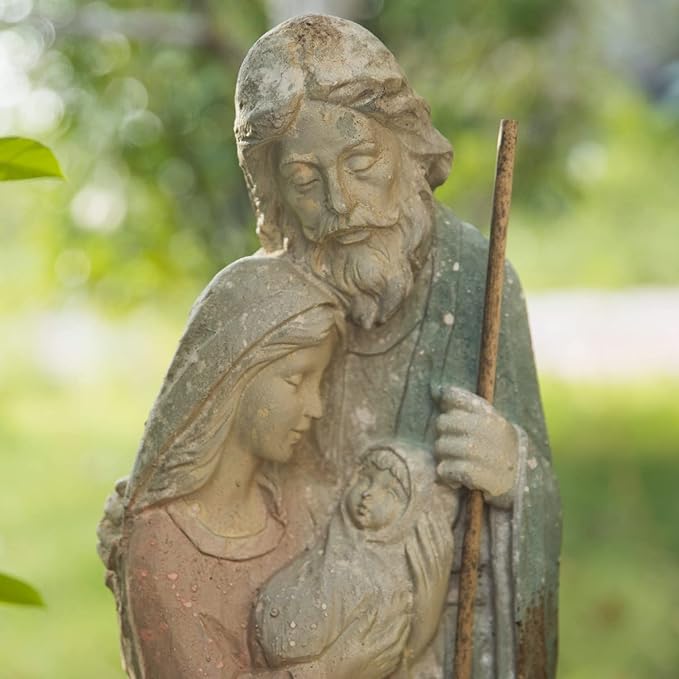 Holy Family Garden Statue Large Catholic Outdoor Sculpture H31.5” Big Sacred St Joseph Tall Virgin Mary Religious Saint Mother of God Outside Yard Lawn Patio Painted Resin