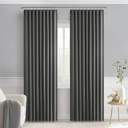 MIULEE Back Tab Grey Blackout Curtains 90 Inch Long 2 Panels Set - Image 9