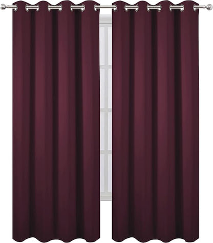 LEMOMO Burgundy Red Thermal Blackout Curtains/52 x 95 Inch/Set of 2 Panels Room - Image 2