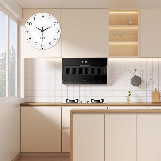 XNM Small Modren Minimalist Glass Wall Clocks Battery Operated 12 Inch Simple - Image 5