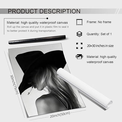 FuSatisYilife Trendy Black And White Wall Art Cool Western Woman Smoking Prints - Image 2