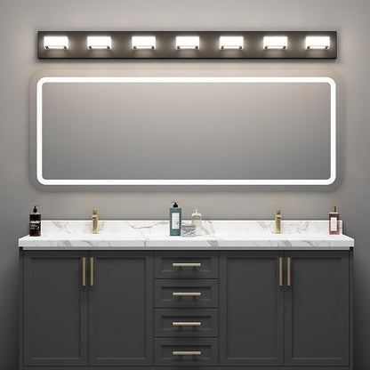 Ralbay 46" LED Matte Black Vanity Lights 7 Lights Acrylic Metal Black Modern - Image 4