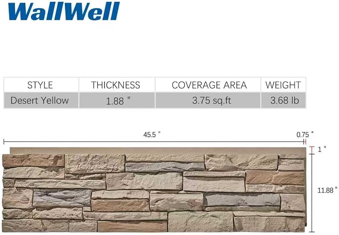 Faux Stone Wall Panels 1-Pack PU Stone Veneer Siding, Mortarless 46.25x12.88 - Image 6