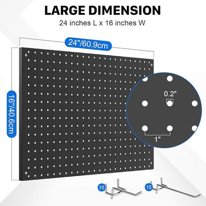 Peg Board, 3 Pack Metal Pegboard Panels Black Pegboards Wall Organizer - Image 3
