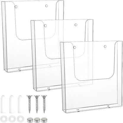 3 Pack Acrylic Brochure Holder Wall Mount, 8.5 x 11 inch Clear Plastic Flyer by Unknown