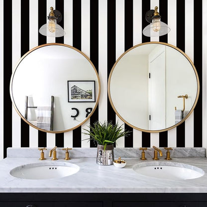Jeweluck Black and White Wallpaper Peel and Stick Wall Paper 17.7”x236.2” Black - Image 2