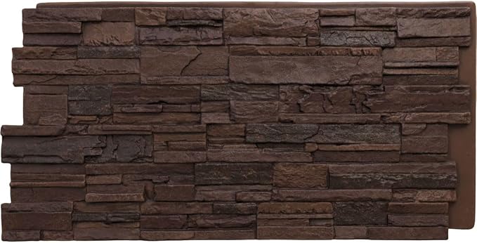 EverStone Cascade Faux Stone Panel, 48 5/8"W x 24 3/4"H x 1 1/4"D, Deep Creek by EkenaMillwork