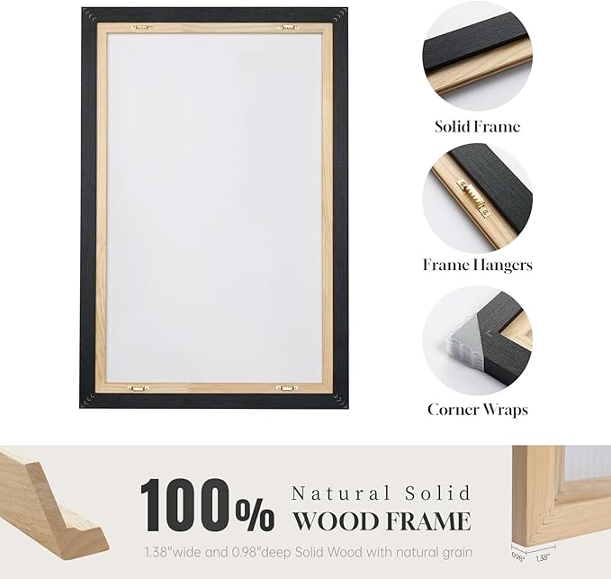 Framed Black and White Abstract Canvas Wall Art, Modern Art Prints Paintings - Image 7