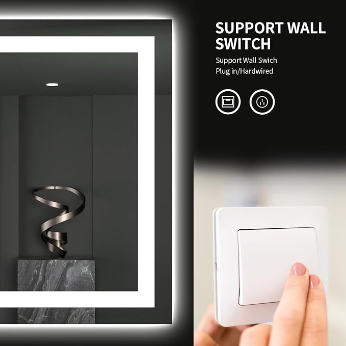 LOAAO 28"X32" LED Bathroom Mirror - Image 7
