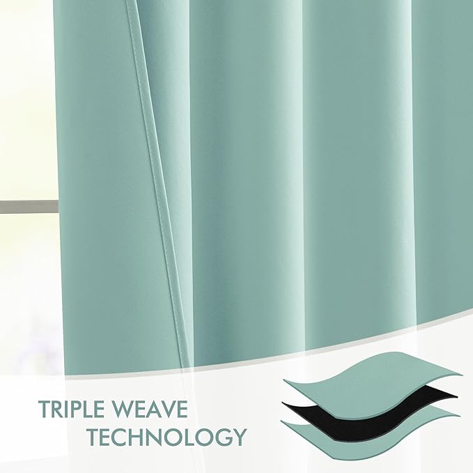MIULEE Aqua Back Tab Blackout Curtains 102 Inch Long 2 Panels Set - Image 7