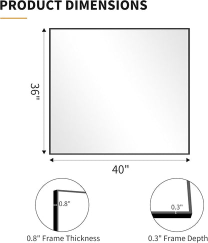 KOCUUY Bathroom Mirror 36"x40", Shatterpoof Large Vanity Mirror, Metal Framed - Image 9