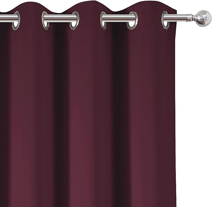 LEMOMO Burgundy Red Blackout Curtains 66 x 63 Inch Length/Set of 2 Curtain - Image 7