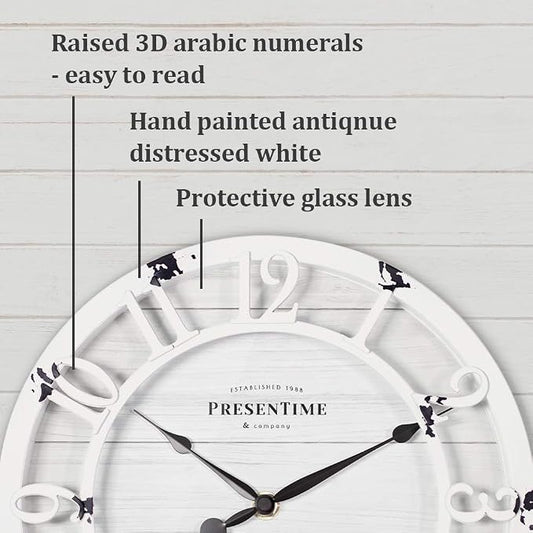 Presentime & Co 10" Farmhouse Series Wall Clock, Shiplap Style, Raised 3D - Image 2