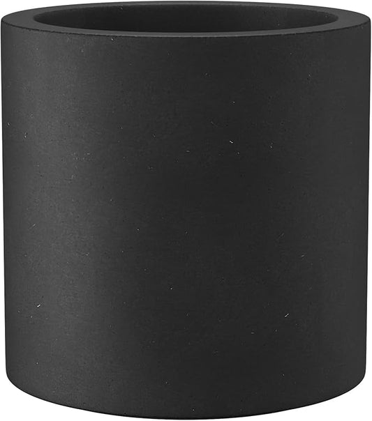 Kante 9.8" Dia Round Concrete Planter, Modern Style Large Cylindrical Plant Pot with Drainage Hole and Rubber Plug for Indoor Outdoor Patio, Black