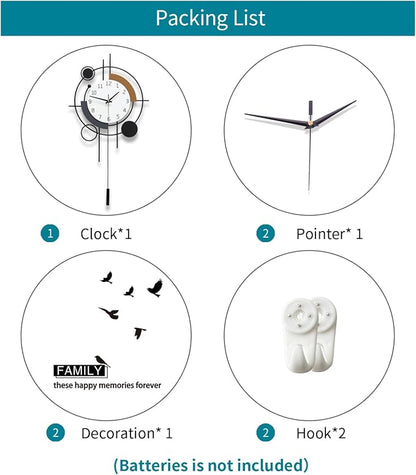 Large Wall Clocks for Living Room Decor Modern Silent Wall Clock Battery - Image 7