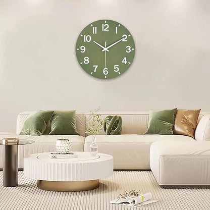 HZDHCLH Wall Clock 10 Inch Silent Non Ticking Wood Battery Operated Green - Image 9