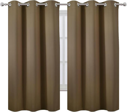 LEMOMO Blackout Curtains 42 x 63 inch/Brown Curtains Set of 2 Panels/Thermal - Image 2
