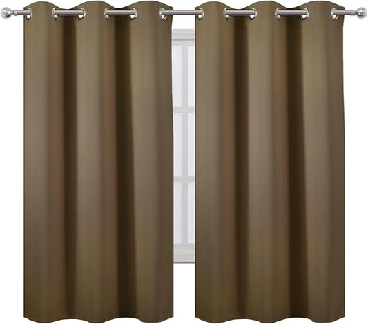 LEMOMO Blackout Curtains 42 x 63 inch/Brown Curtains Set of 2 Panels/Thermal - Image 2