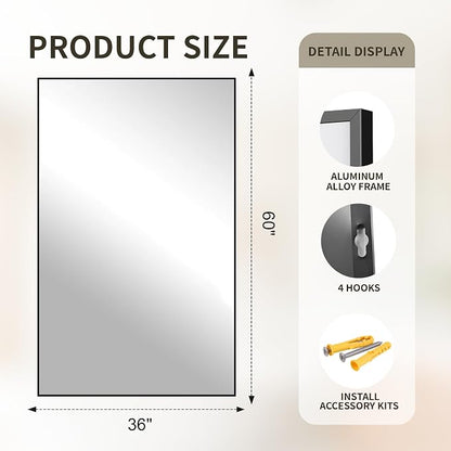 FICTOR Bathroom Vanity Mirror-Black, 60x36 Inch, Shatterproof & Anti-Rust - Image 2