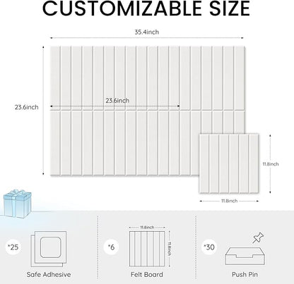 Large Cork Bulletin Board for Wall 36"x24", 6 Pack Felt Slat Wall Panel Tiles - Image 4