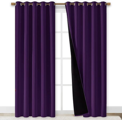 NICETOWN Royal Purple Full Shade Curtain Panels, 62 x 84 inch, Pair of Energy - Image 2