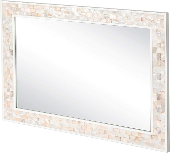 Wall Mounted Mosaic Mirror 30x40 Inch, Natural Mother of Pearl Inlay White - Image 2