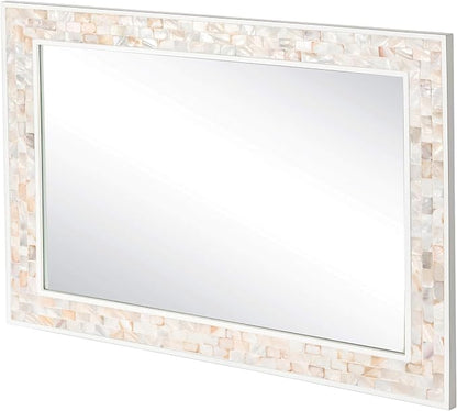 Wall Mounted Mosaic Mirror 30x40 Inch, Natural Mother of Pearl Inlay White - Image 2