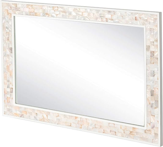Wall Mounted Mosaic Mirror 30x40 Inch, Natural Mother of Pearl Inlay White - Image 2