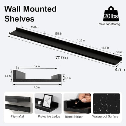 Long Floating Shelves for Wall Decor, Long Wall Mounted Storage Shelf for - Image 3
