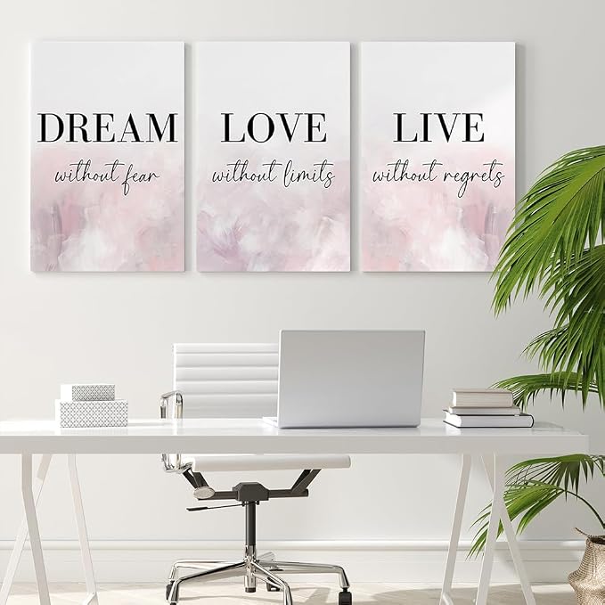 GUBIYU Dream Love Live Quotes Posters Print Set of 3 Pink Purple Love Quotes - Image 4