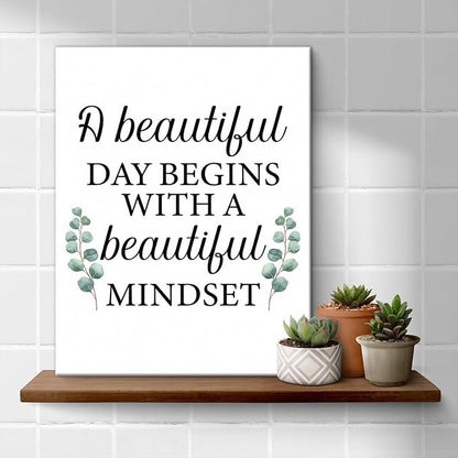Motivational Eucalyptus Wall Art Decor, Inspirational Green Botanical Pictures - Image 4