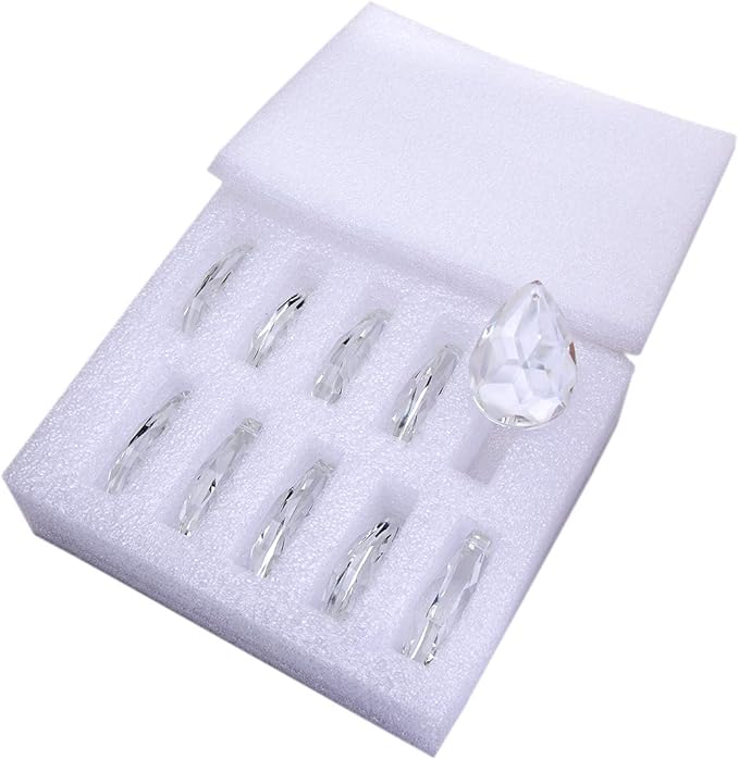 H&D 10pcs 50mm Chandelier Crystal Prisms Pendants - Clear Crystal Teardrops Parts