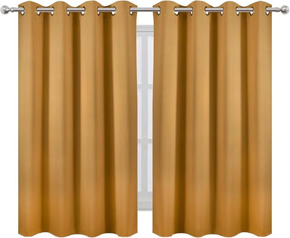 LEMOMO Mustard Yellow Thermal Blackout Curtains/52 x 54 Inch/Set of 2 Panels - Image 2