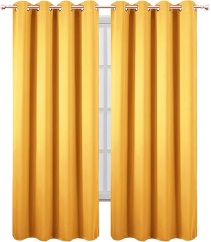 LEMOMO Blackout Curtains 52 x 120 Inch Long Yellow Curtains Set of 2 Panels - Image 2