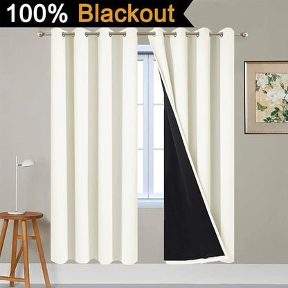 Yakamok 100% Blackout Curtains for Bedroom, Thermal Insulated Double Layer - Image 2