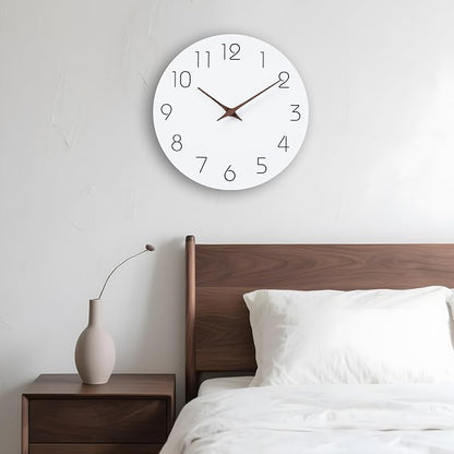 Mosewa Wall Clock 10 Inch Silent Non Ticking Battery Operated White Modern - Image 8